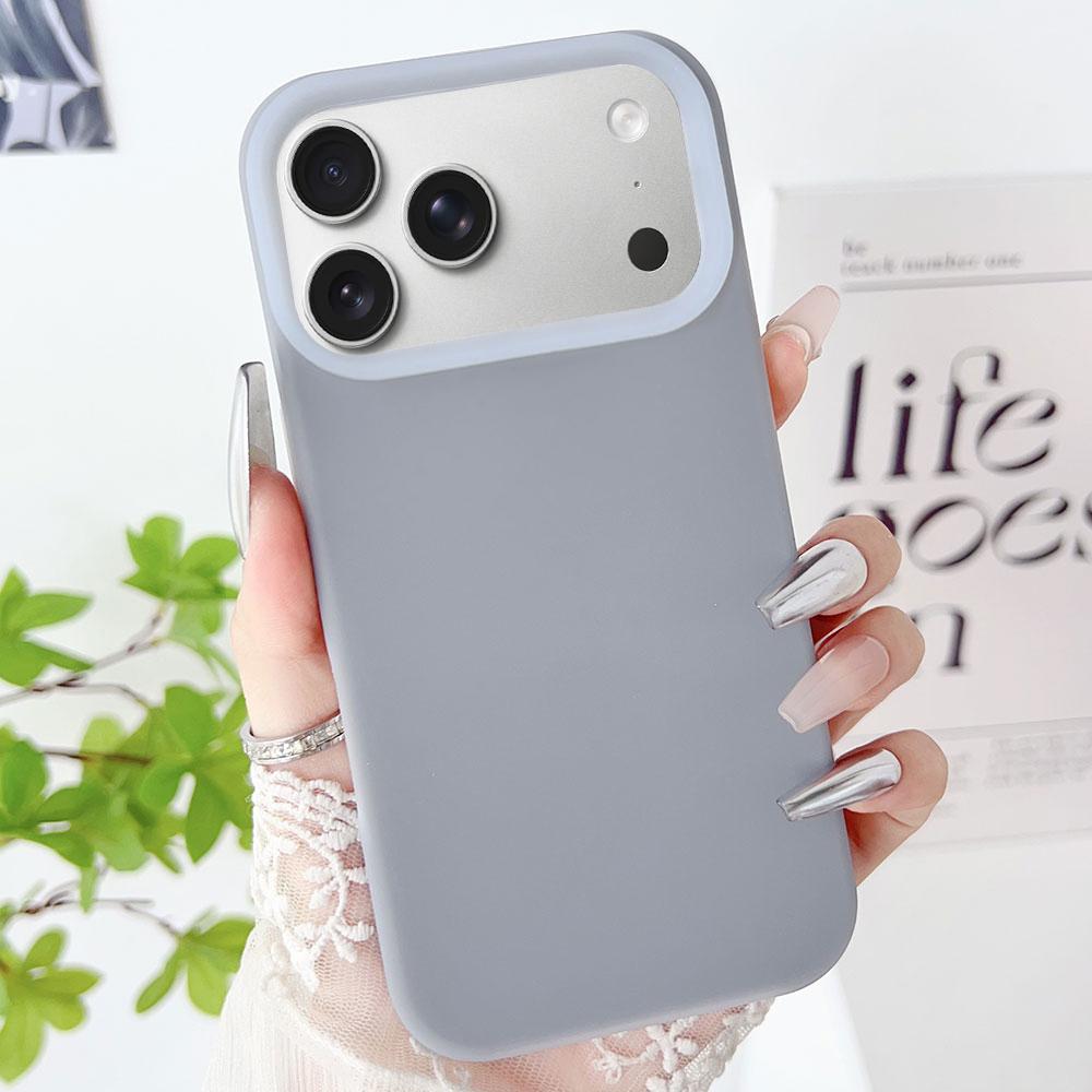 For iPhone 18 Pro PC Hybrid Liquid Silicone Jelly Phone Case - Grey - EDA006994926C