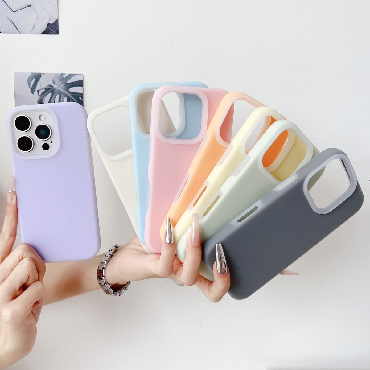 For iPhone 18 Pro PC Hybrid Liquid Silicone Jelly Phone Case - Light Purple - EDA006994926B