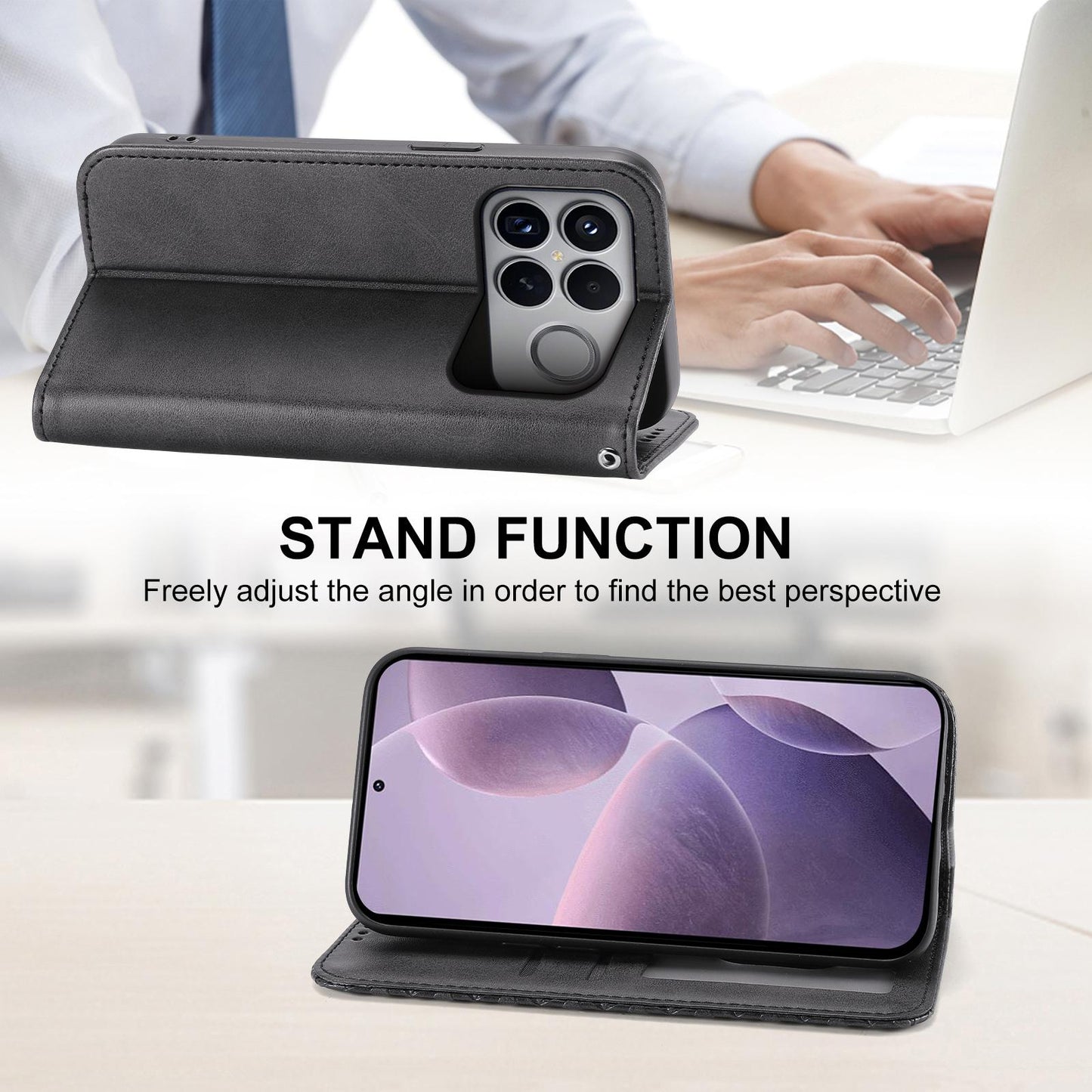 For Redmi K90 Pro Max / Poco F8 Ultra 5G Cubic Grid Calf Texture Magnetic Leather Phone Case(Black)