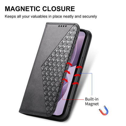 For Redmi K90 Pro Max / Poco F8 Ultra 5G Cubic Grid Calf Texture Magnetic Leather Phone Case(Black)