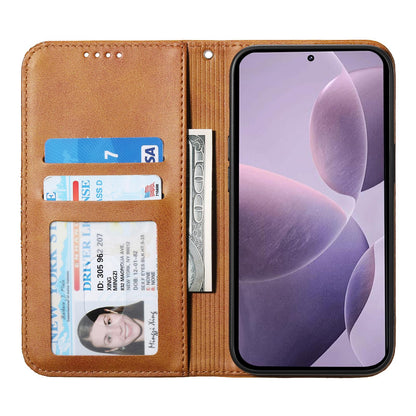 For Redmi K90 Pro Max / Poco F8 Ultra 5G Cubic Grid Calf Texture Magnetic Leather Phone Case(Yellow)