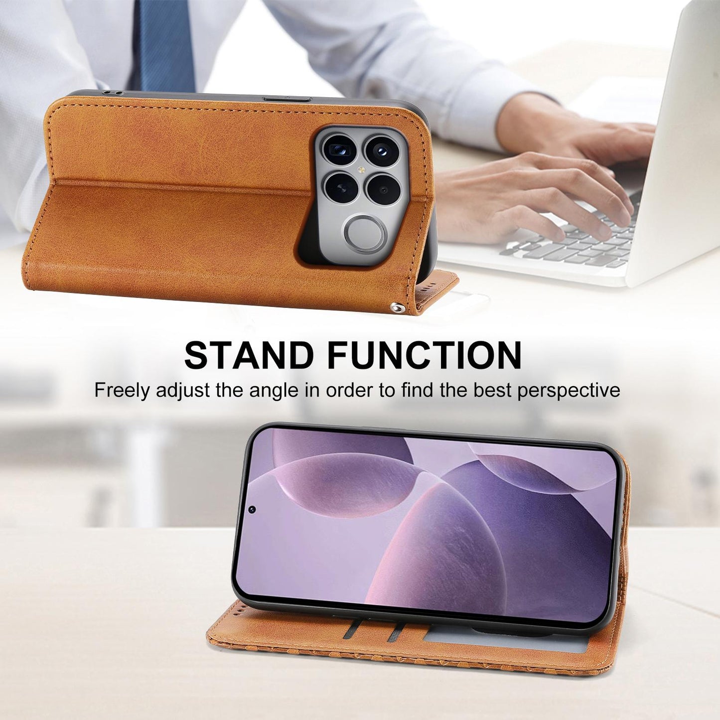 For Redmi K90 Pro Max / Poco F8 Ultra 5G Cubic Grid Calf Texture Magnetic Leather Phone Case(Yellow)