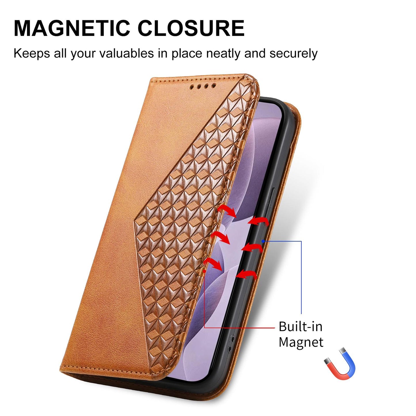 For Redmi K90 Pro Max / Poco F8 Ultra 5G Cubic Grid Calf Texture Magnetic Leather Phone Case(Yellow)