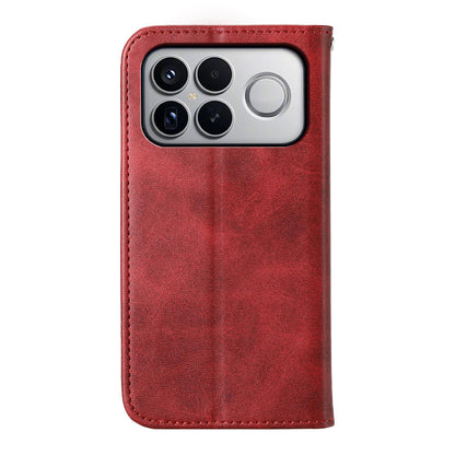 For Redmi K90 Pro Max / Poco F8 Ultra 5G Cubic Grid Calf Texture Magnetic Leather Phone Case(Red)
