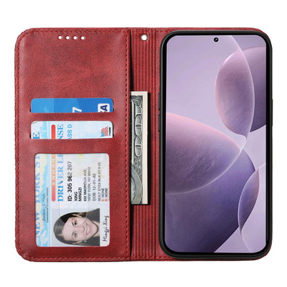 For Redmi K90 Pro Max / Poco F8 Ultra 5G Cubic Grid Calf Texture Magnetic Leather Phone Case(Red)