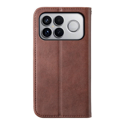 For Redmi K90 Pro Max / Poco F8 Ultra 5G Cubic Grid Calf Texture Magnetic Leather Phone Case(Brown)