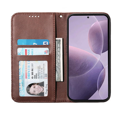 For Redmi K90 Pro Max / Poco F8 Ultra 5G Cubic Grid Calf Texture Magnetic Leather Phone Case(Brown)