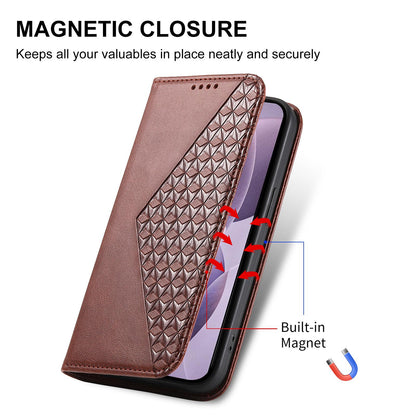 For Redmi K90 Pro Max / Poco F8 Ultra 5G Cubic Grid Calf Texture Magnetic Leather Phone Case(Brown)