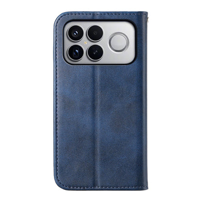 For Redmi K90 Pro Max / Poco F8 Ultra 5G Cubic Grid Calf Texture Magnetic Leather Phone Case(Blue)