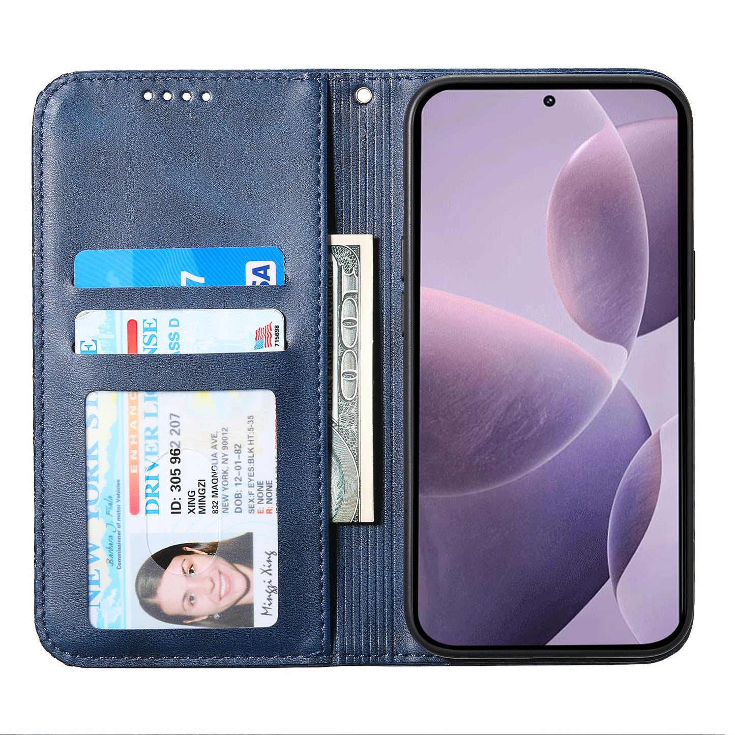 For Redmi K90 Pro Max / Poco F8 Ultra 5G Cubic Grid Calf Texture Magnetic Leather Phone Case(Blue)