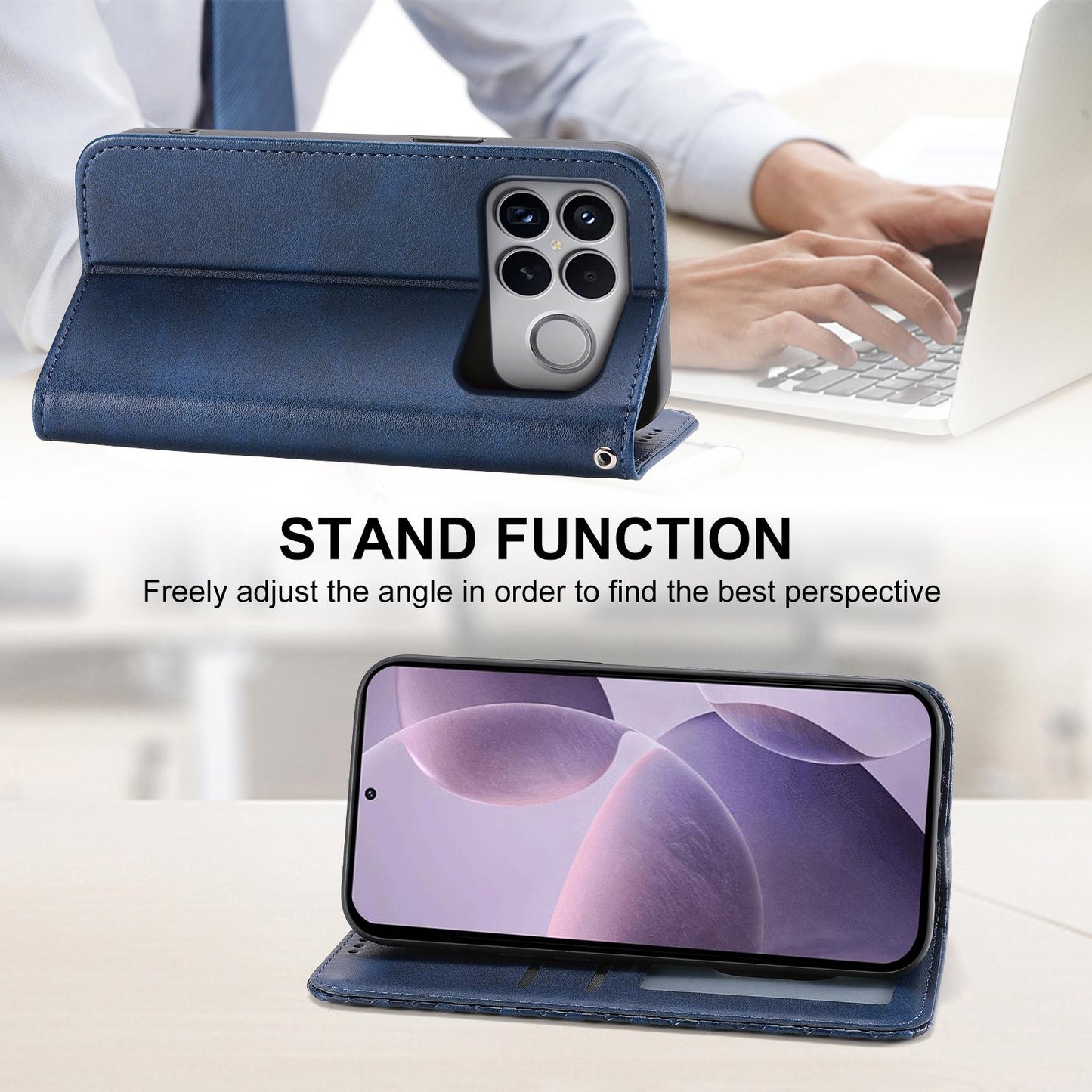 For Redmi K90 Pro Max / Poco F8 Ultra 5G Cubic Grid Calf Texture Magnetic Leather Phone Case(Blue)