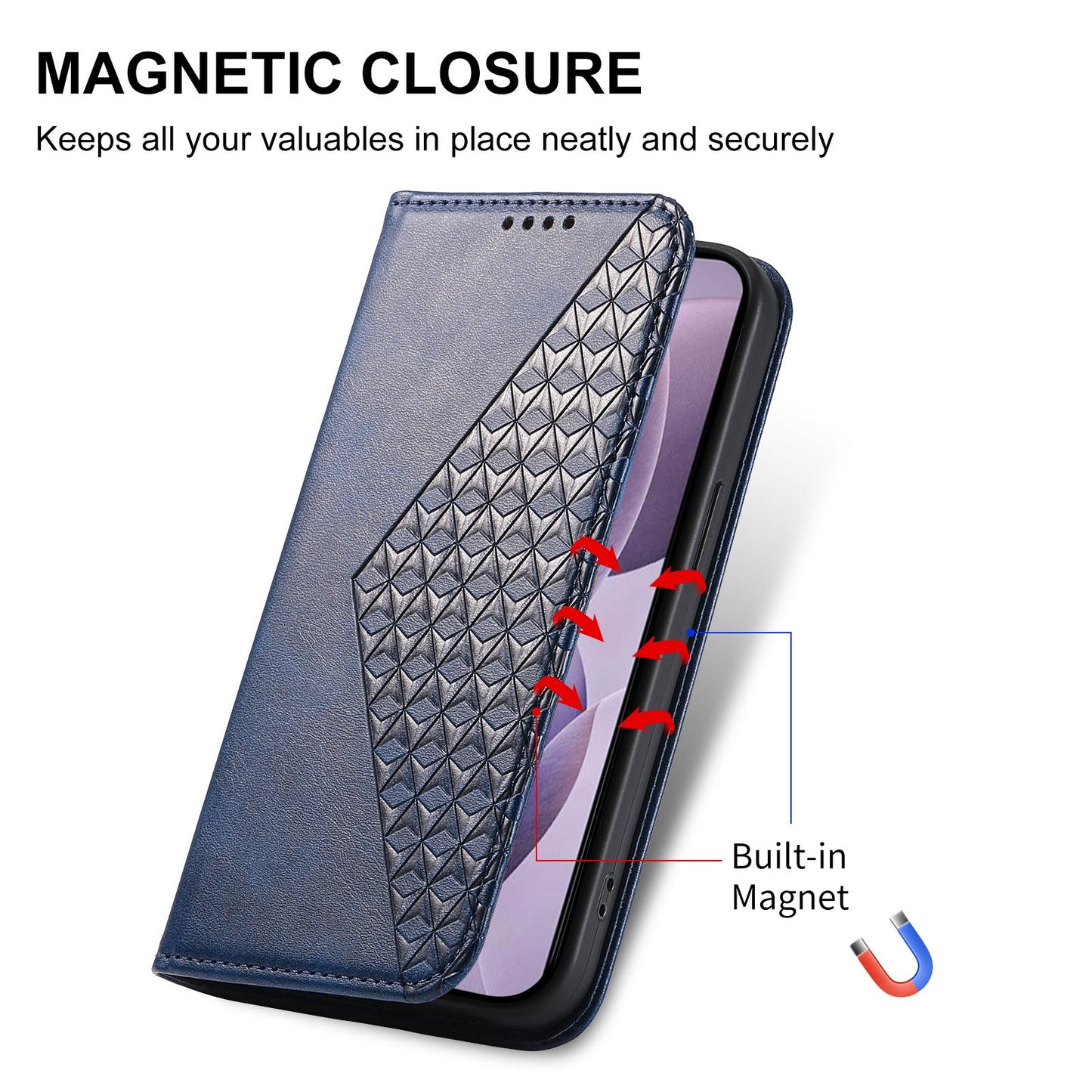 For Redmi K90 Pro Max / Poco F8 Ultra 5G Cubic Grid Calf Texture Magnetic Leather Phone Case(Blue)