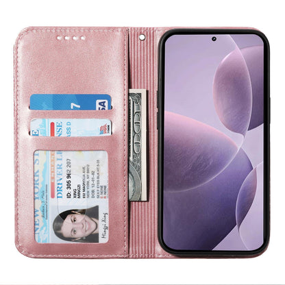For Redmi K90 Pro Max / Poco F8 Ultra 5G Cubic Grid Calf Texture Magnetic Leather Phone Case(Rose Gold)