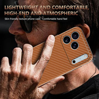 For iPhone 18 Pro AZNS Electroplated Edge Carbon Fiber Texture Phone Case - Green - EDA006996226D