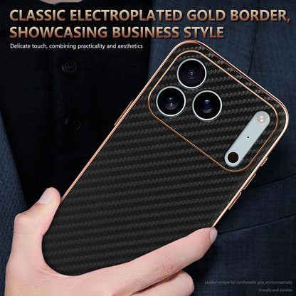 For iPhone 18 Pro Max AZNS Electroplated Edge Carbon Fiber Texture Phone Case - Green - EDA006996227D
