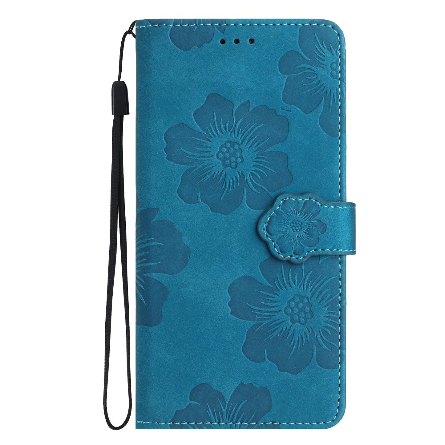 For Redmi K90 Pro Max/Poco F8 Ultra Flower Embossing Pattern Leather Phone Case(Blue)