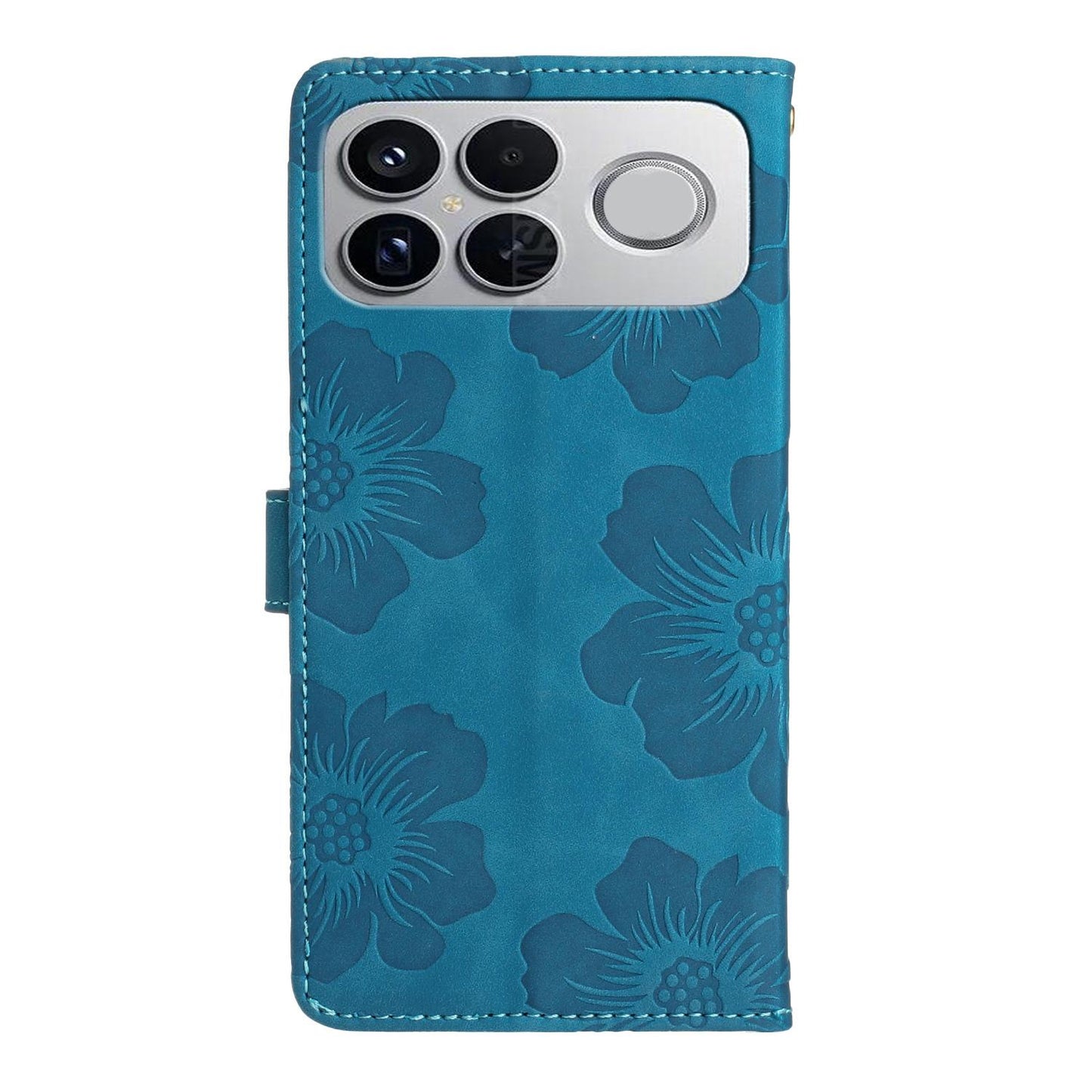 For Redmi K90 Pro Max/Poco F8 Ultra Flower Embossing Pattern Leather Phone Case(Blue)