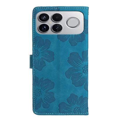 For Redmi K90 Pro Max/Poco F8 Ultra Flower Embossing Pattern Leather Phone Case(Blue)