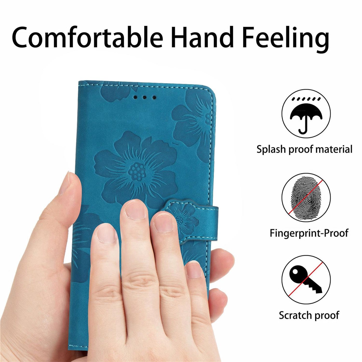 For Redmi K90 Pro Max/Poco F8 Ultra Flower Embossing Pattern Leather Phone Case(Blue)