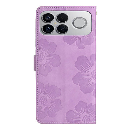 For Redmi K90 Pro Max/Poco F8 Ultra Flower Embossing Pattern Leather Phone Case(Purple)