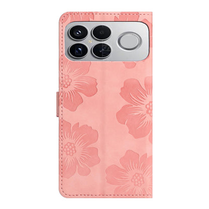 For Redmi K90 Pro Max/Poco F8 Ultra Flower Embossing Pattern Leather Phone Case(Pink)