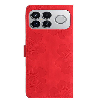 For Redmi K90 Pro Max/Poco F8 Ultra Flower Embossing Pattern Leather Phone Case(Red)