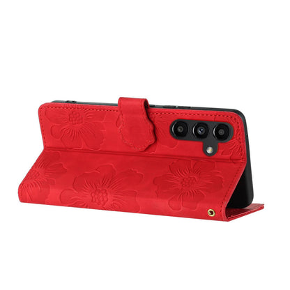 For Redmi K90 Pro Max/Poco F8 Ultra Flower Embossing Pattern Leather Phone Case(Red)