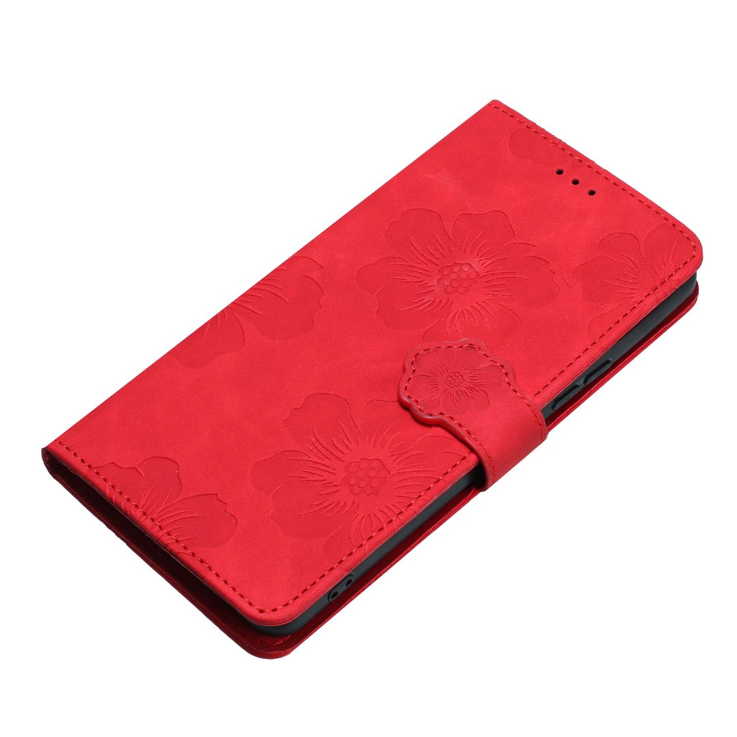 For Redmi K90 Pro Max/Poco F8 Ultra Flower Embossing Pattern Leather Phone Case(Red)