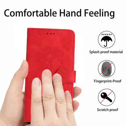 For Redmi K90 Pro Max/Poco F8 Ultra Flower Embossing Pattern Leather Phone Case(Red)