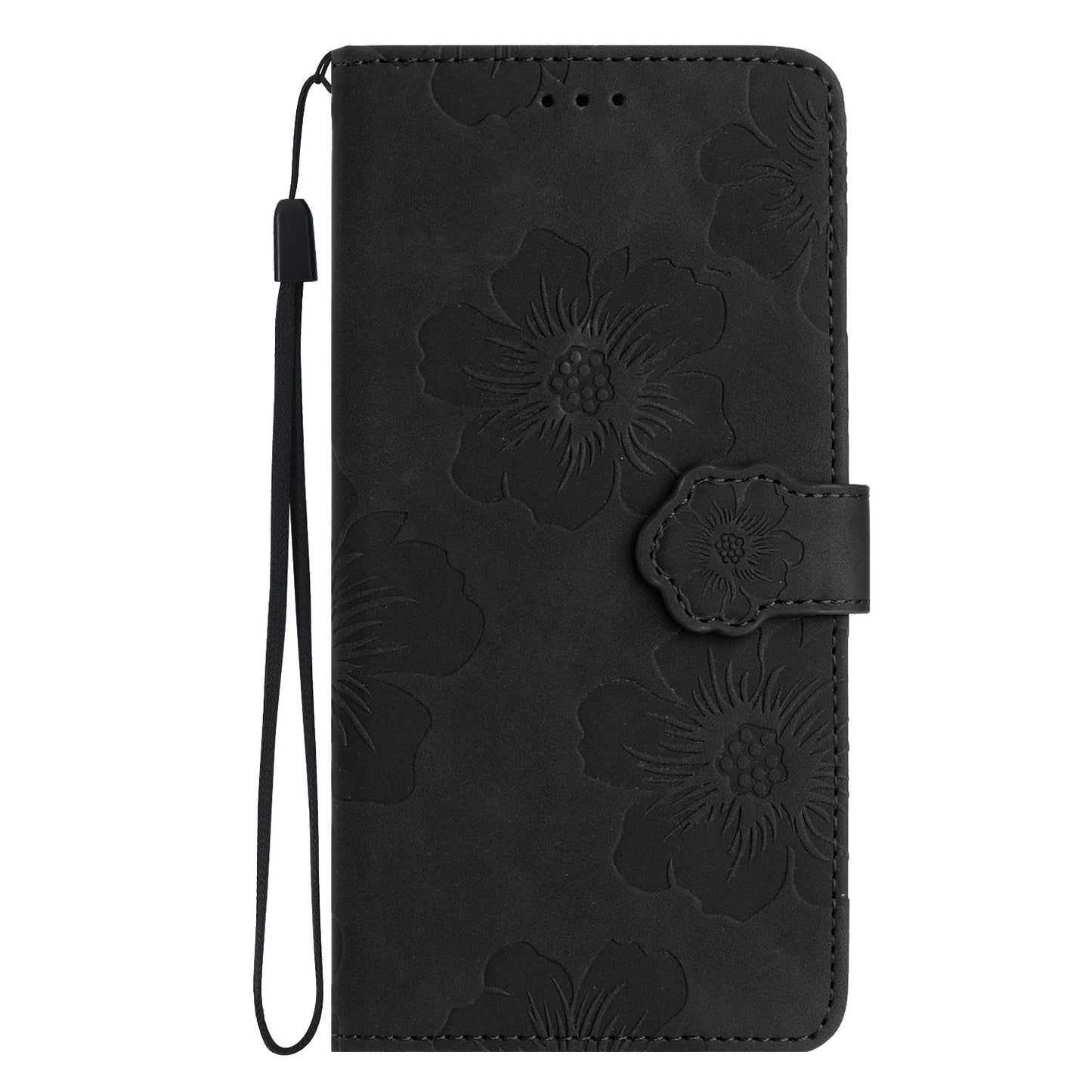 For Redmi K90 Pro Max/Poco F8 Ultra Flower Embossing Pattern Leather Phone Case(Black)