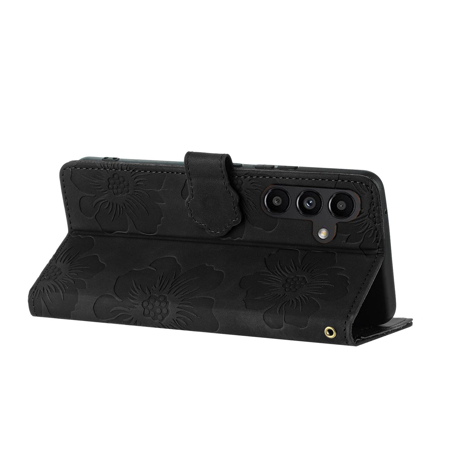 For Redmi K90 Pro Max/Poco F8 Ultra Flower Embossing Pattern Leather Phone Case(Black)