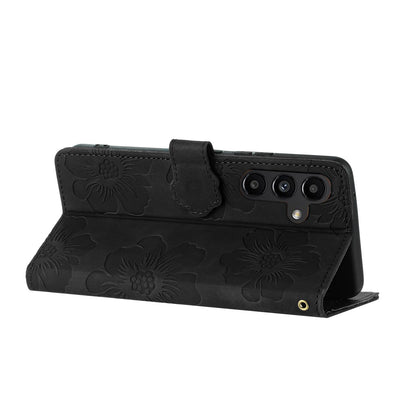 For Redmi K90 Pro Max/Poco F8 Ultra Flower Embossing Pattern Leather Phone Case(Black)
