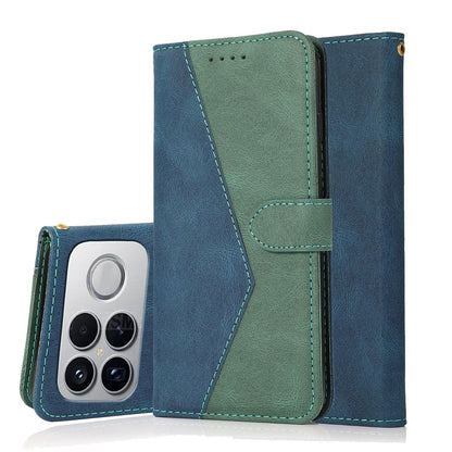 For Redmi K90 Pro Max/Poco F8 Ultra Dual-color Stitching Leather Phone Case(Blue Green)