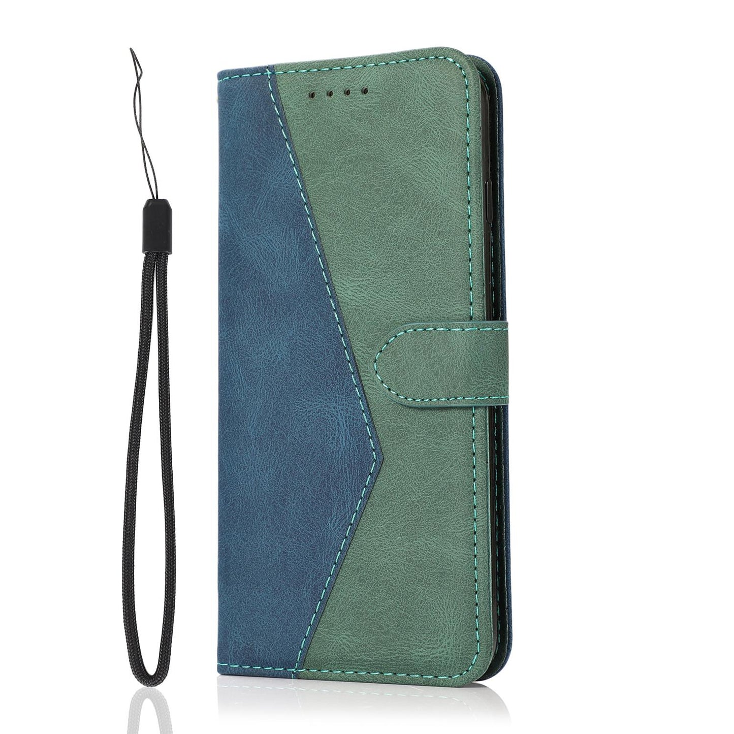 For Redmi K90 Pro Max/Poco F8 Ultra Dual-color Stitching Leather Phone Case(Blue Green)