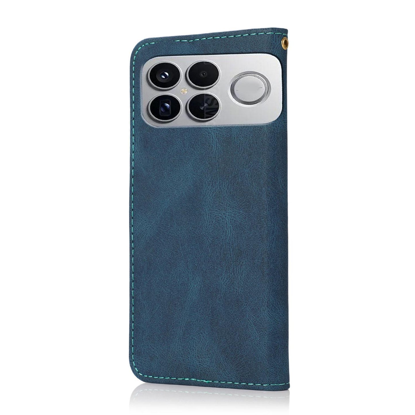 For Redmi K90 Pro Max/Poco F8 Ultra Dual-color Stitching Leather Phone Case(Blue Green)