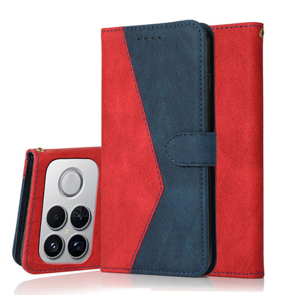 For Redmi K90 Pro Max/Poco F8 Ultra Dual-color Stitching Leather Phone Case(Red Blue)