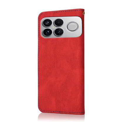 For Redmi K90 Pro Max/Poco F8 Ultra Dual-color Stitching Leather Phone Case(Red Blue)