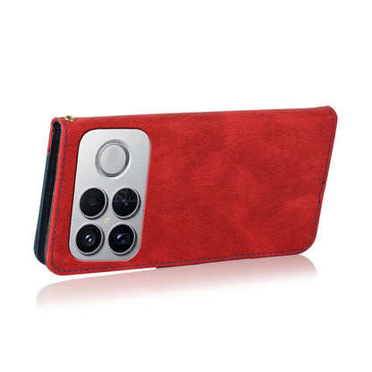 For Redmi K90 Pro Max/Poco F8 Ultra Dual-color Stitching Leather Phone Case(Red Blue)