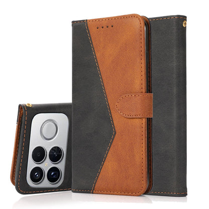 For Redmi K90 Pro Max/Poco F8 Ultra Dual-color Stitching Leather Phone Case(Black Brown)