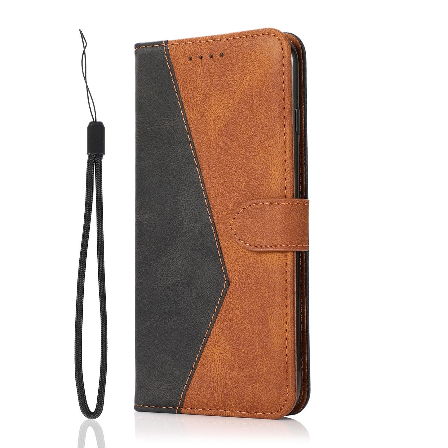 For Redmi K90 Pro Max/Poco F8 Ultra Dual-color Stitching Leather Phone Case(Black Brown)