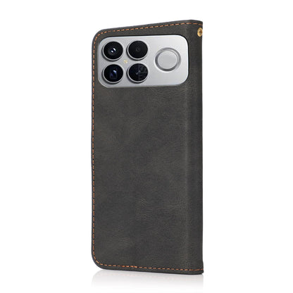 For Redmi K90 Pro Max/Poco F8 Ultra Dual-color Stitching Leather Phone Case(Black Brown)