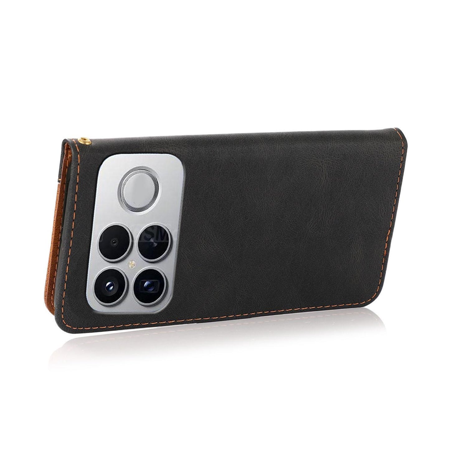 For Redmi K90 Pro Max/Poco F8 Ultra Dual-color Stitching Leather Phone Case(Black Brown)