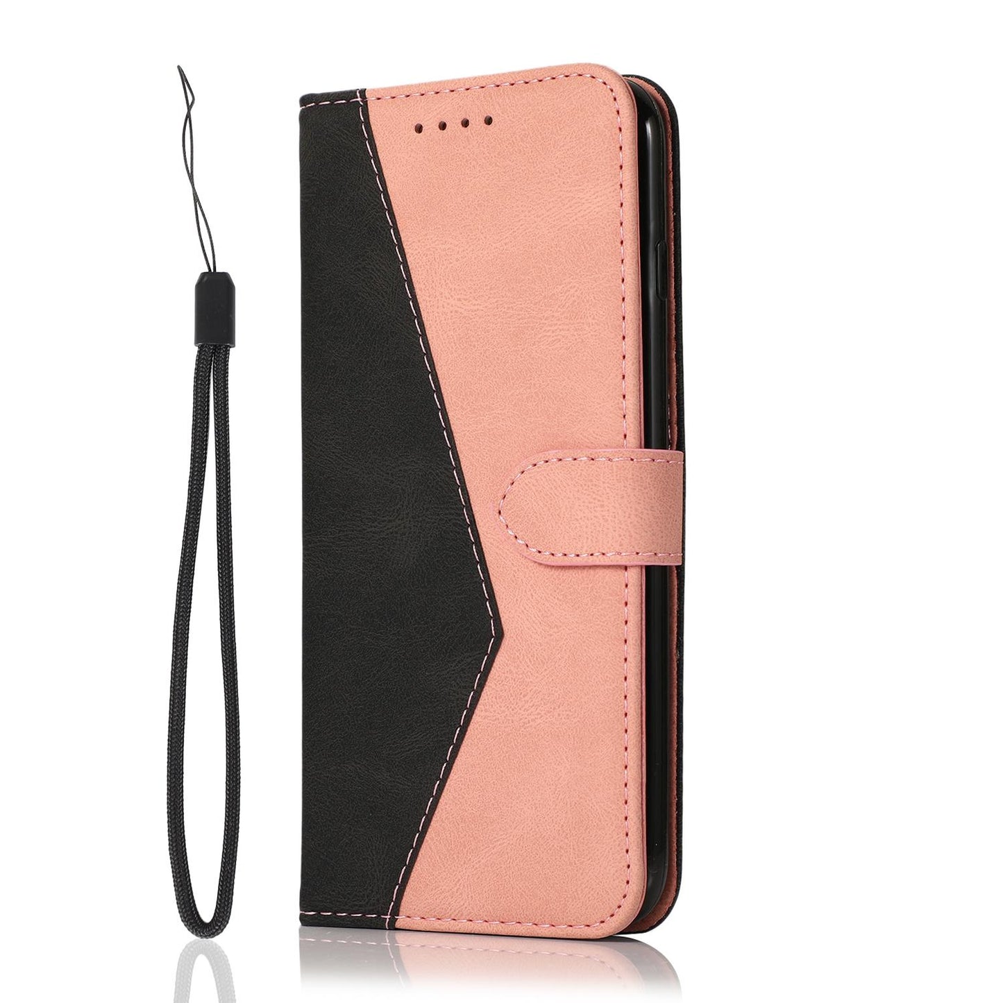 For Redmi K90 Pro Max/Poco F8 Ultra Dual-color Stitching Leather Phone Case(Black Rose Gold)