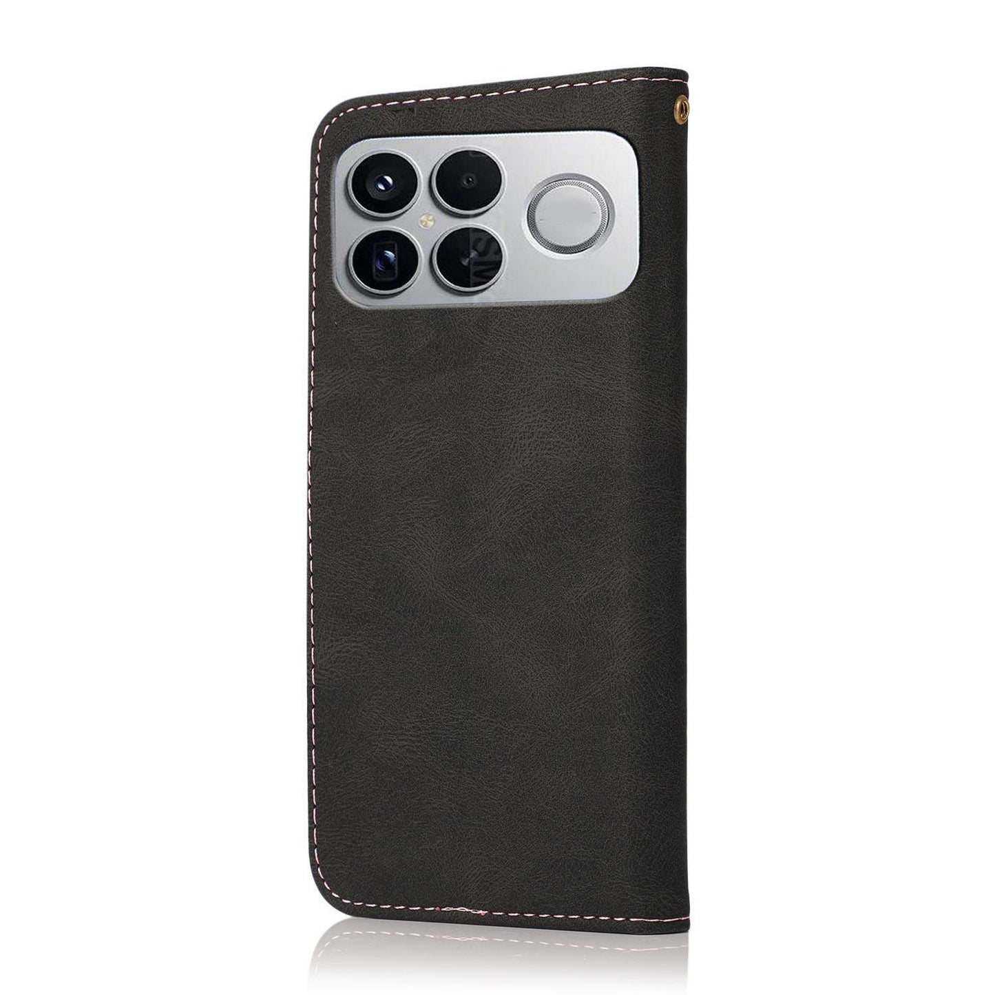 For Redmi K90 Pro Max/Poco F8 Ultra Dual-color Stitching Leather Phone Case(Black Rose Gold)