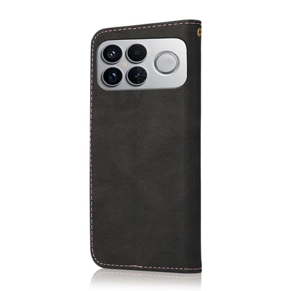 For Redmi K90 Pro Max/Poco F8 Ultra Dual-color Stitching Leather Phone Case(Black Rose Gold)
