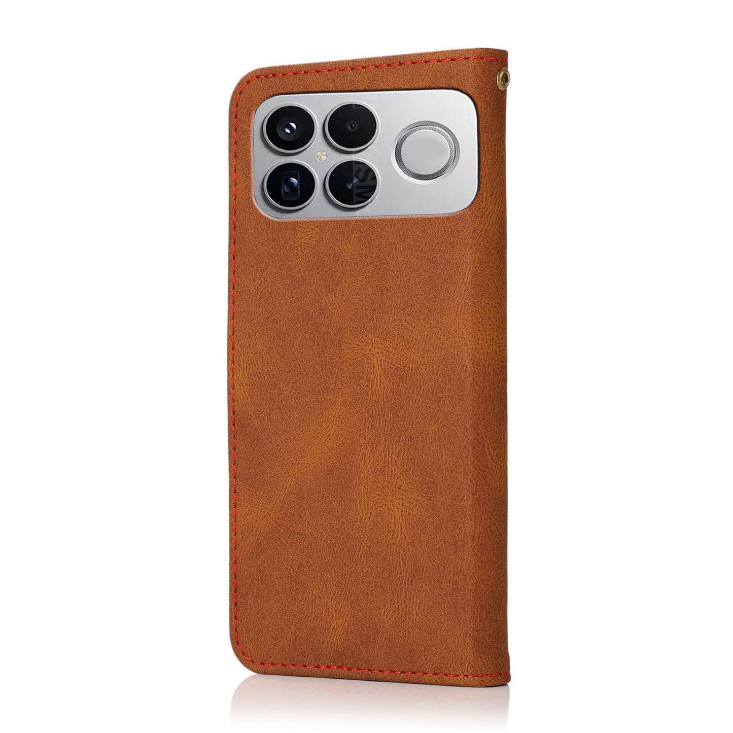 For Redmi K90 Pro Max/Poco F8 Ultra Dual-color Stitching Leather Phone Case(Brown Red)