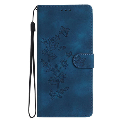 For Redmi K90 Pro Max/Poco F8 Ultra Flower Butterfly Embossing Pattern Leather Phone Case(Blue)