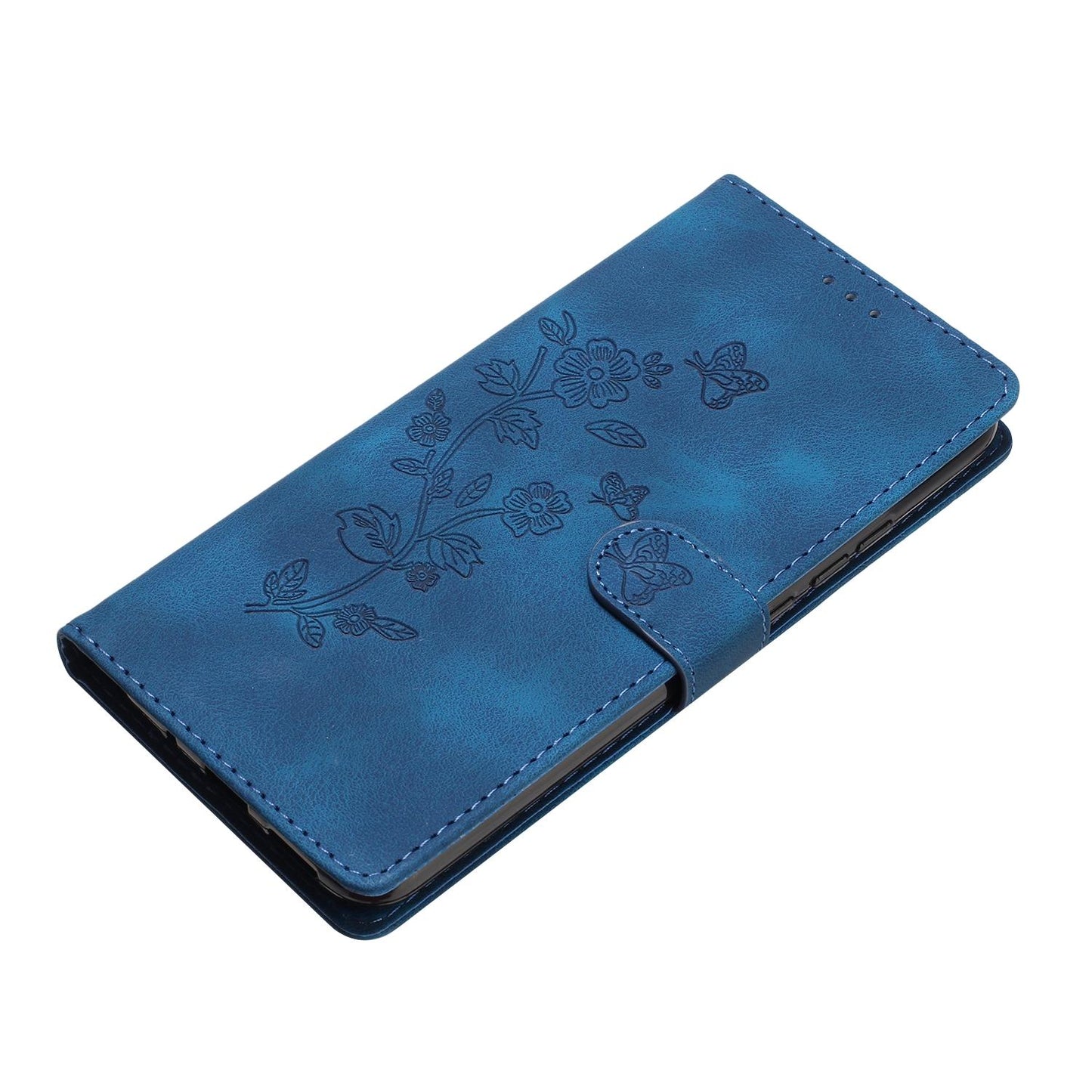 For Redmi K90 Pro Max/Poco F8 Ultra Flower Butterfly Embossing Pattern Leather Phone Case(Blue)