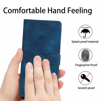 For Redmi K90 Pro Max/Poco F8 Ultra Flower Butterfly Embossing Pattern Leather Phone Case(Blue)