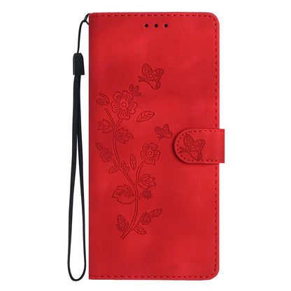 For Redmi K90 Pro Max/Poco F8 Ultra Flower Butterfly Embossing Pattern Leather Phone Case(Red)